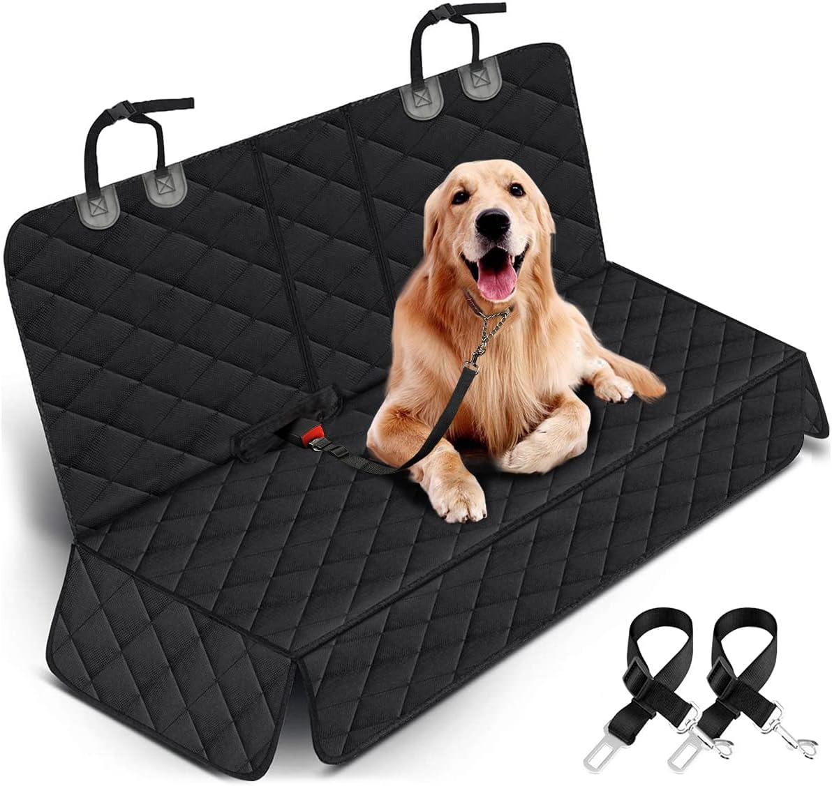 Dog Car Seat Cover - Waterproof and Durable Back Seat Protector for Pets, Compatible with Most Cars, SUVs, and Trucks (53" Width) - Black