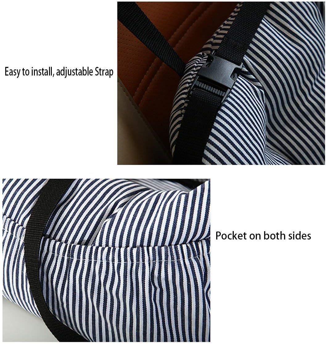 Dog Car Seat Booster with Storage Pocket – Elevated Pet Travel Safety Seat Bed for Small & Medium Dogs, Coffee Stripe